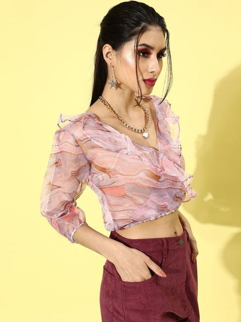 cation pink printed crop top