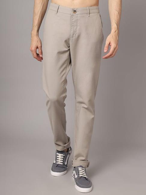 cantabil beige regular fit flat front trousers