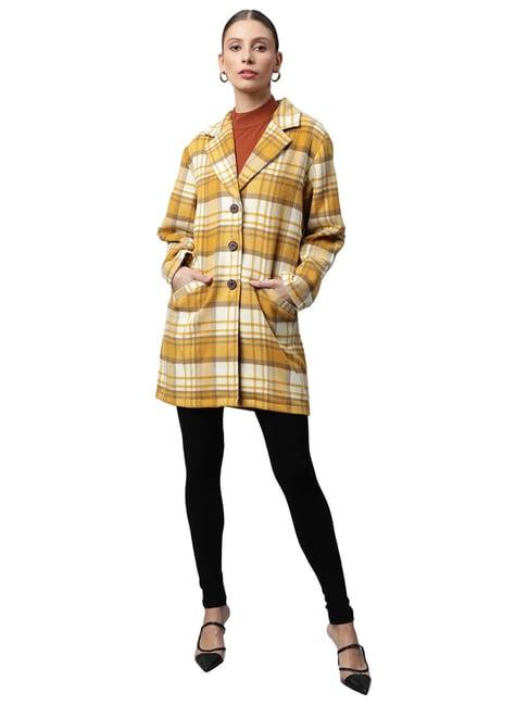 global republic mustard checks single breasted coat