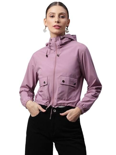 global republic mauve regular fit hood cropped jacket