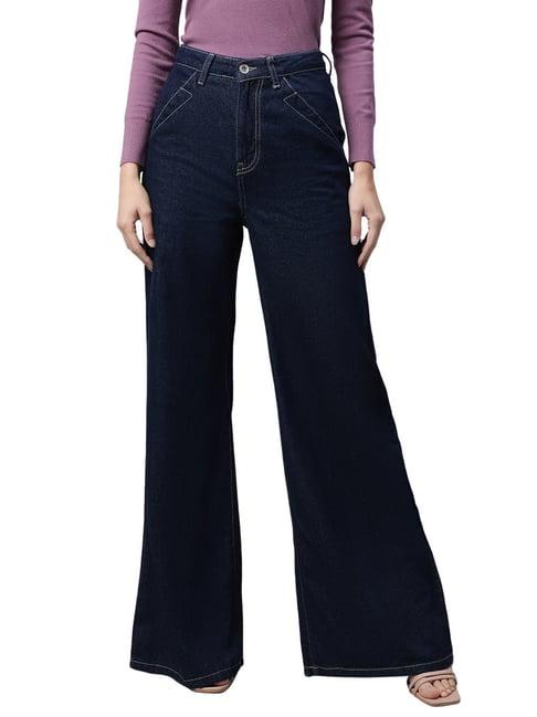 global republic blue denim mid rise contrast stitch jeans