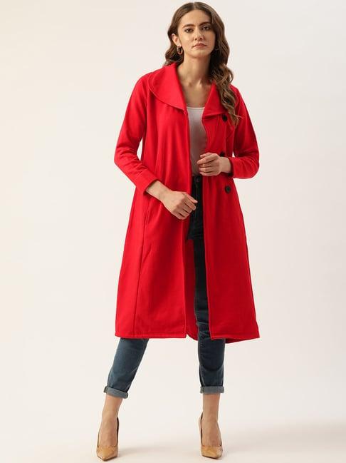 alsace lorraine paris red fleece regular fit coat