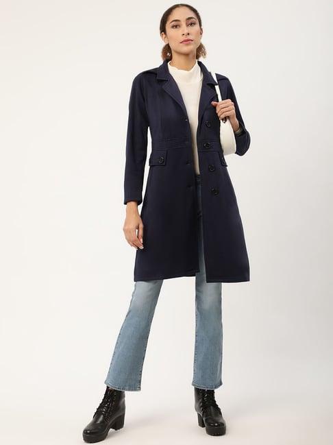 alsace lorraine paris navy fleece regular fit coat