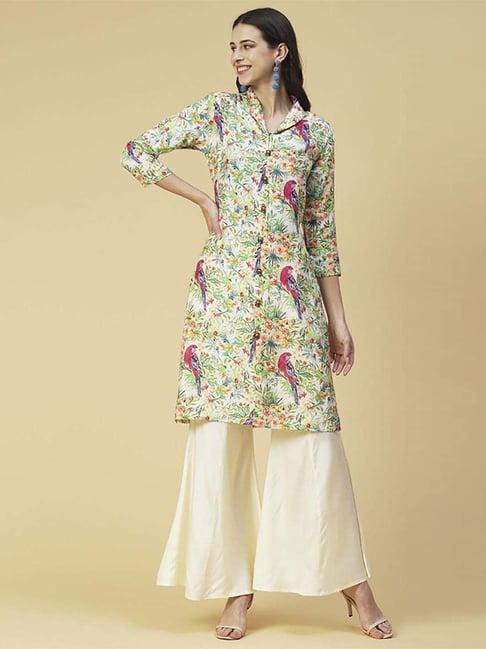 fashor multicolored printed kurta palazzo set