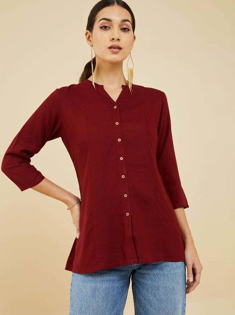 soch maroon regular fit tunic