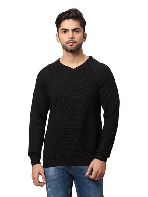 park avenue black regular fit sweater