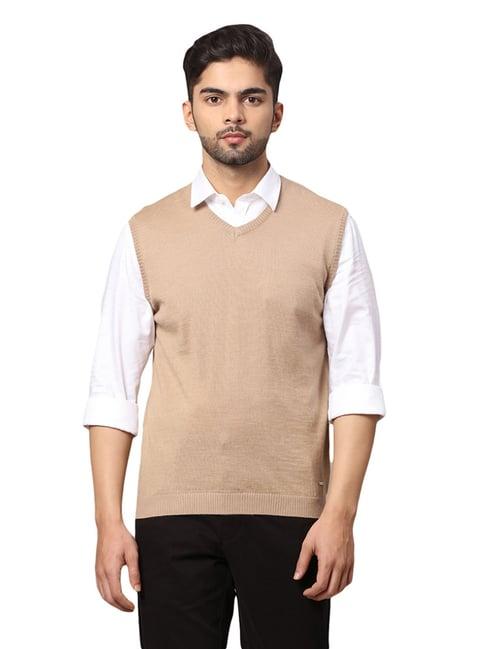 park avenue beige regular fit sweater