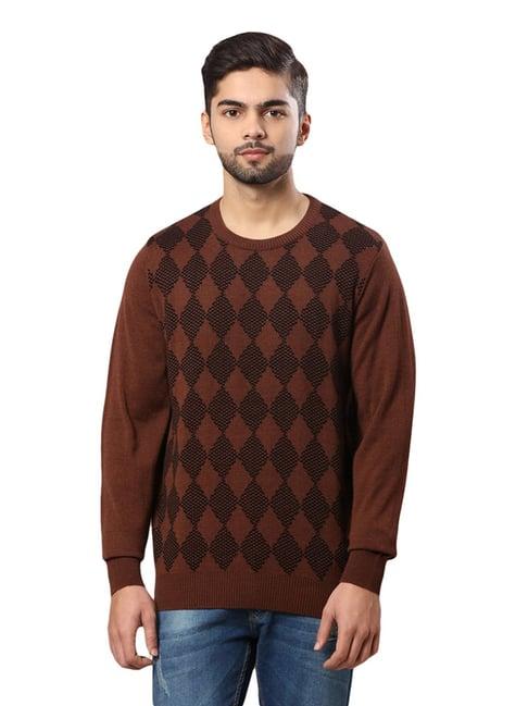 raymond brown regular fit texture sweater