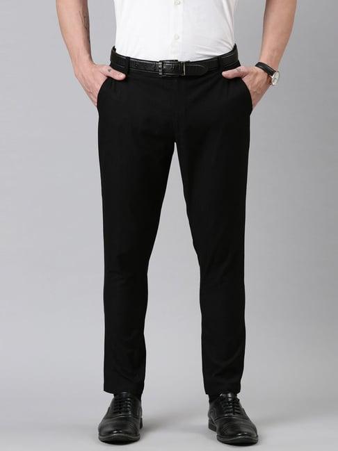 kryptic black straight fit trousers