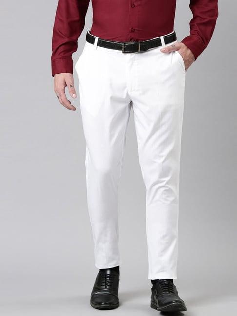 kryptic white straight fit trousers