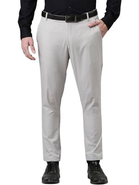 kryptic light grey straight fit trousers