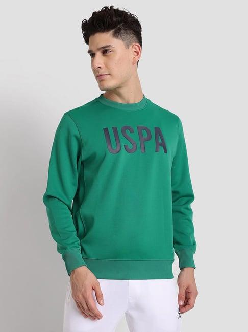 u.s. polo assn. green regular fit round neck athletic sweatshirt