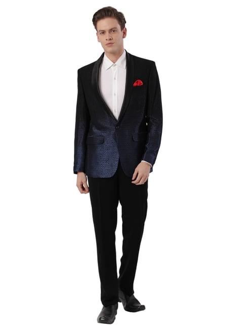 ethnix by raymond blue & black tailored fit texture two piece suit