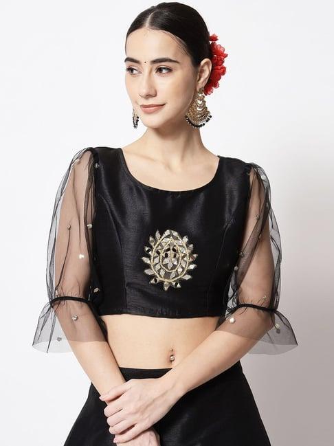 studiorasa black embroidered crop top