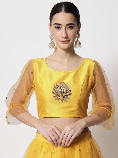 studiorasa yellow embroidered crop top