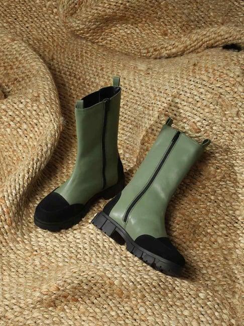 truffle collection women's khaki chelsea boots