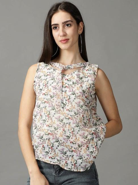 showoff cream floral print top