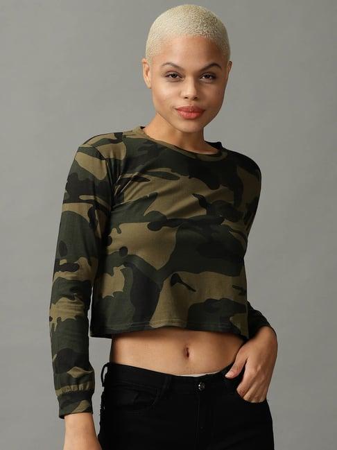 showoff olive printed t-shirt