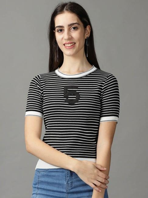 showoff black striped top