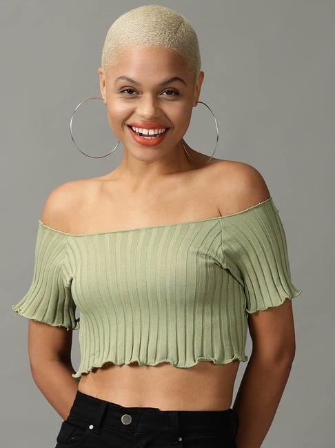 showoff olive crop top