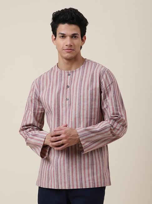 fabindia multicolor comfort fit striped short kurta