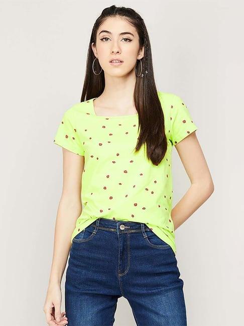 fame forever by lifestyle yellow cotton printed top