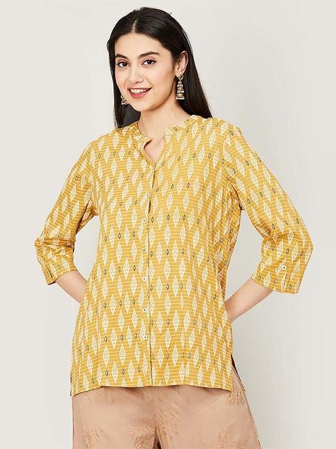 melange by lifestyle mustard printed tunic