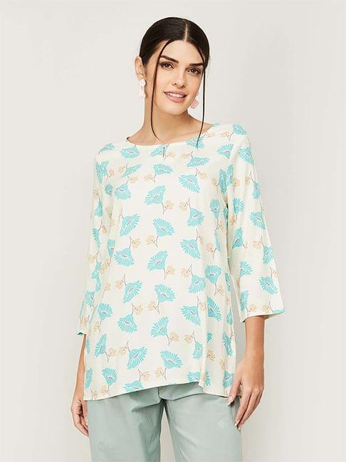 melange by lifestyle off-white printed tunic