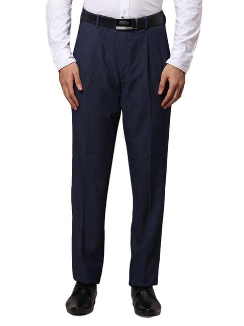 raymond blue regular fit trousers