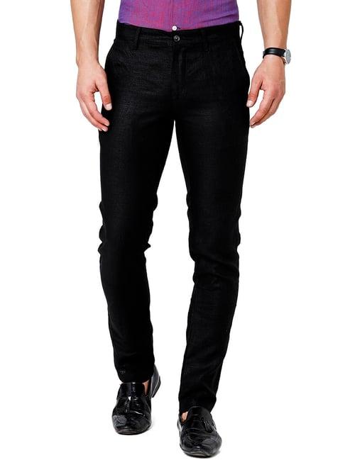 linen club black linen contemporary fit trousers