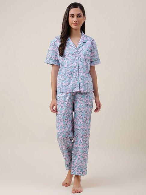 fabindia pink cotton printed shirt pyjama set