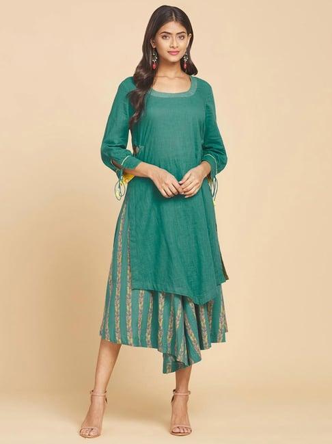 fabindia green cotton a line kurta