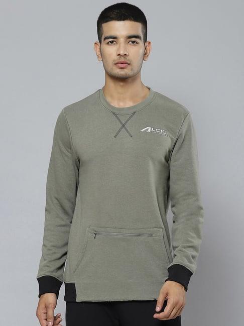 alcis green regular fit round neck sweatshirt