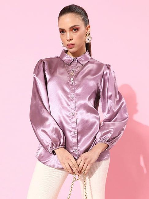 cation light purple shirt