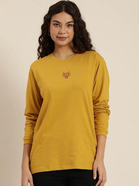 difference of opinion mustard cotton graphic oversized t-shirt