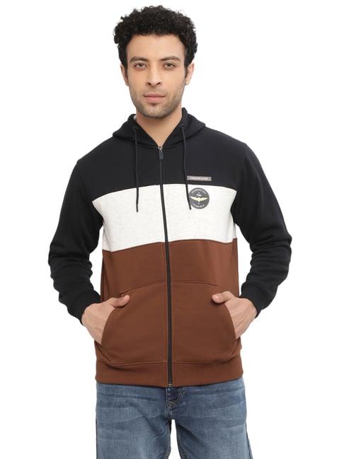 octave multi regular fit colour block hooded sweatshirts