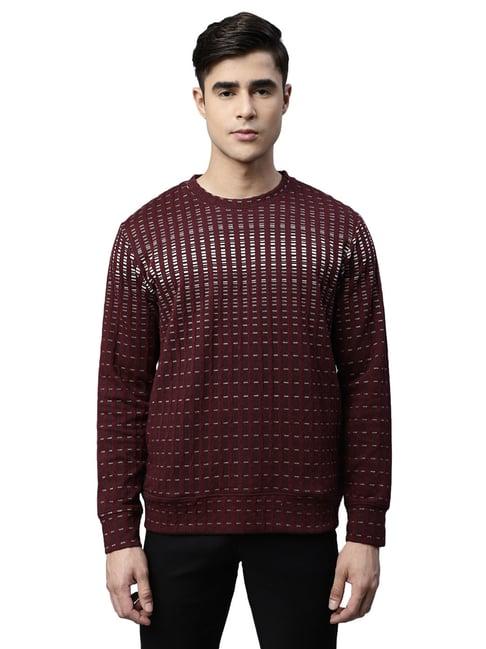 global republic wine regular fit self design sweatshirt