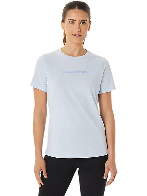 asics light blue cotton graphic print t-shirt