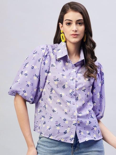 marie claire lavender floral print shirt