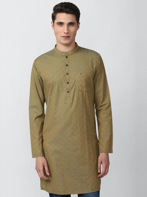 peter england khaki slim fit printed kurta