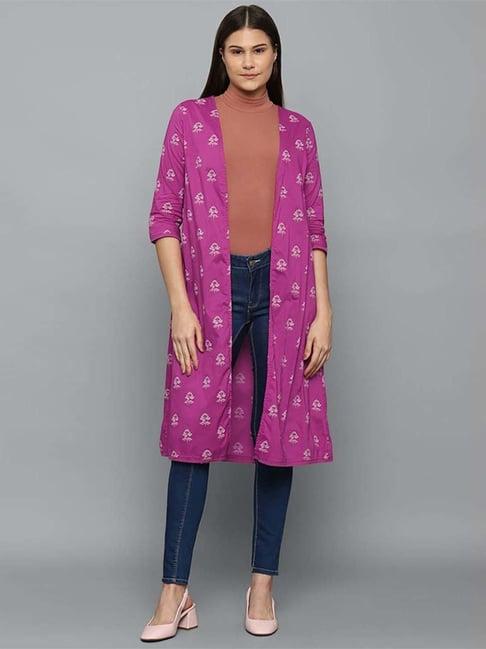 allen solly purple cotton printed shrug