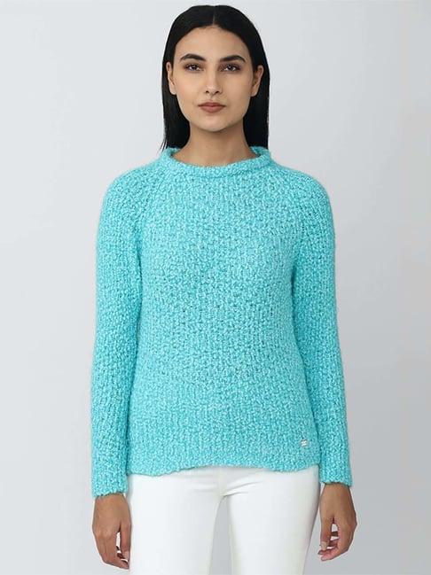 van heusen blue self pattern sweater