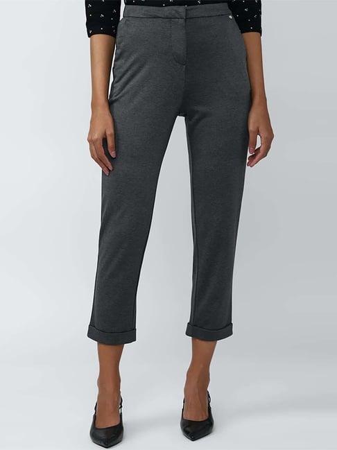 van heusen grey self pattern pants