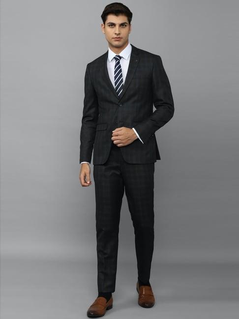 louis philippe black slim fit checks two piece suit