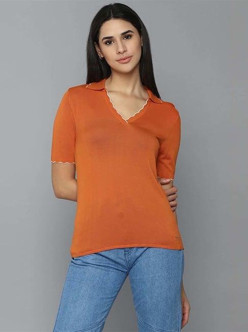 allen solly orange straight fit top