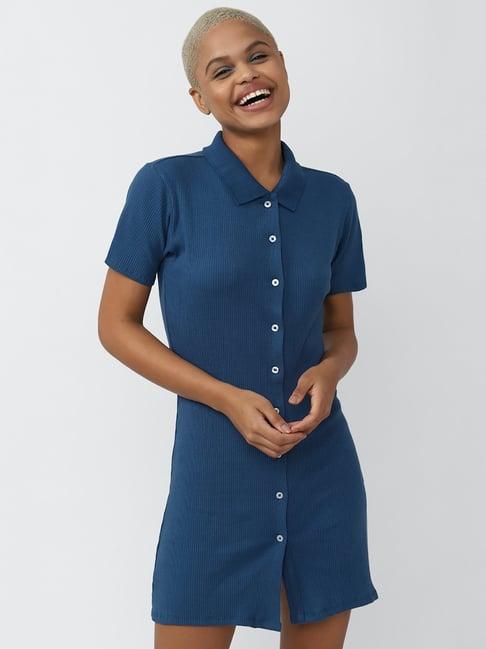 forever 21 blue shirt dress