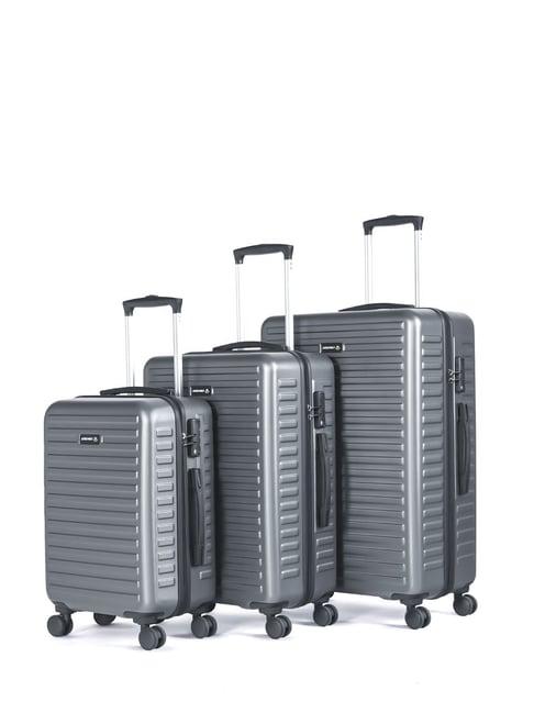 assembly grey textured trolley bag set of 3 - 20 inch, 24 inch & 28 inch