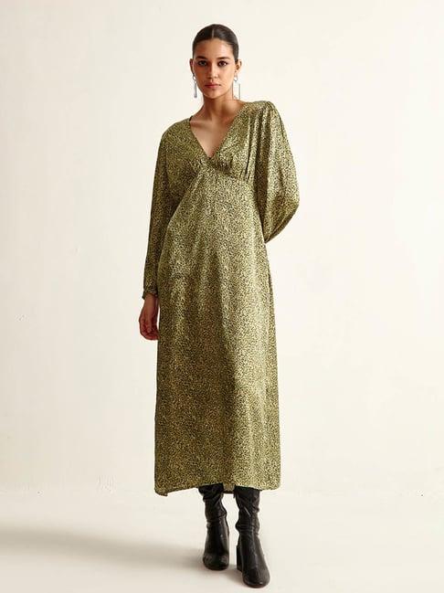 cover story green printed maxi dress