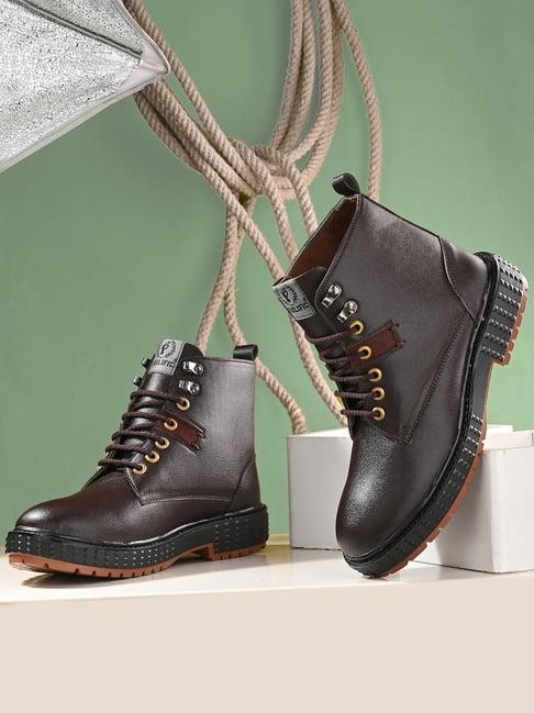 prolific men's brown derby boots