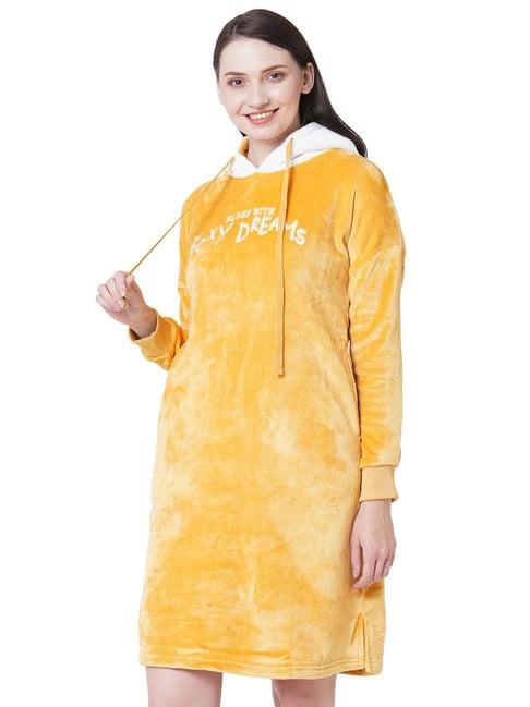 sweet dreams yellow self design night dress